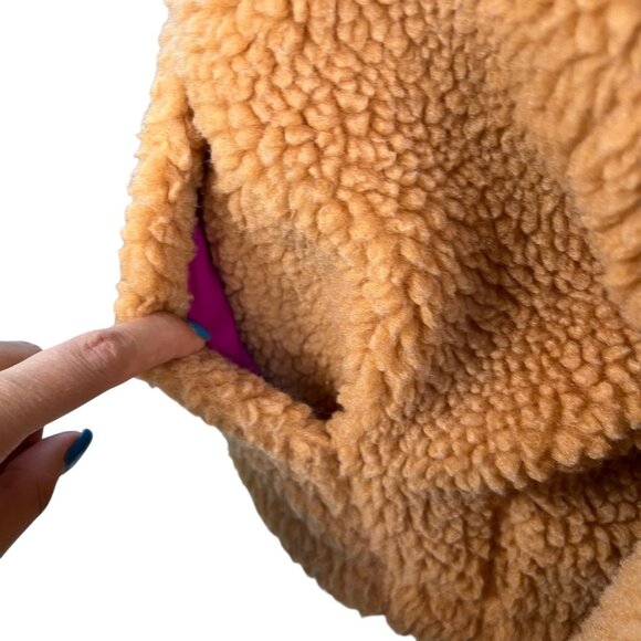 Nike Swoosh Sherpa Full Zip Cropped Jacket Tan Size Small - Picture 8 of 12